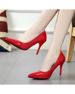 Pointed Toe Pumps Patent Leather Dress Women Shoes Red 8CM High Heels Boat Shoes Shadow Wedding Shoes Shoes for Wedding