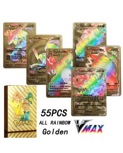 2024 NEW 27-55PCS Pokemon Colorful Gold Foil Card Charizard Pikachu Arceus Silver Rainbow English German VSTAR GX V VMAX Card