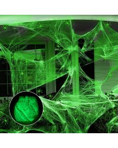 Halloween Fluorescent Spider Webs,Glow In The Dark Spider Webs,Halloween Cobweb,Outdoor Horror Decorations