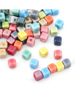 6mm 10pcs Fashion Colors 6mmmm Square Beads Cube Ceramic Beads DIY 2.0mm Hole Handmade Porcelain Bead For Jewelry Making