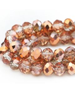 Rose Golden Flat Faceted Round Transparent Glass Spacers Loose Beads For Jewelry Making DIY Love Bracelets Accessories 3/4/6/8MM