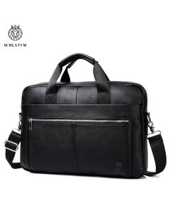 SCHLATUM Genuine Leather Briefcases Hard For Men Luxury Handbags Laptop Briefcase Bags 15.6 Inch Office Bussiness Computer Bag