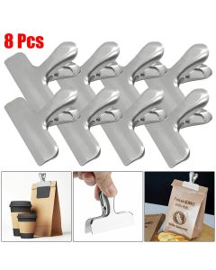 8pcs Stainless Steel Sealing Clip Food Snack Sealing Pocket Clip Vacuum Fresh-keeping Clip Kitchen Storage Gadgets Tools