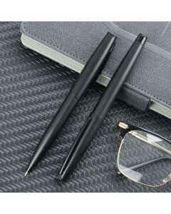 Metal Black Pen Set,1 Ballpoint or 1 Gel Pen or Both,Minimalist Design,Matte Finish,Gift Box Packaging,Office School Stationery