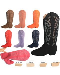 Wedopus Customized Line Cowboy Dancing Boots Dance Shoes Women Long Line Dance Boots Black Color Soft Suede Sole