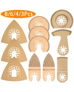 8Pcs Multitool Blades Cemented Carbide Oscillating Saw Blades Professional Triangle Saw Blade for Ceramic Tile Marble Cutting