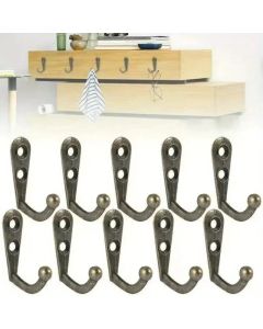 10pcs/Lot Vintage Wall Mounted Single Prong Hook Retro Mini Size Bronze Hangers for Clothes Keys Hat Towel Robe Bathroom Hooks