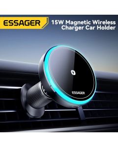 Essager Magnetic Wireless Charger Car Phone Holder 15W RGB Seven Color Light Fast Charging Mount Stand For IPhone15 14 13Android