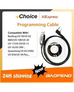 Baofeng USB Programming Cable BF-5RH UV-13 UV-17 Quansheng UVK5 UVK6 5RPlus Programming Cable CD Software Radio Accessory K Plug