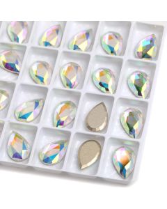 Crystal AB Glitter Nail Charms Flatback Glue On Nails Glass Rhinestones Drop Korean Style Nail Art Decoration Crystal Strass
